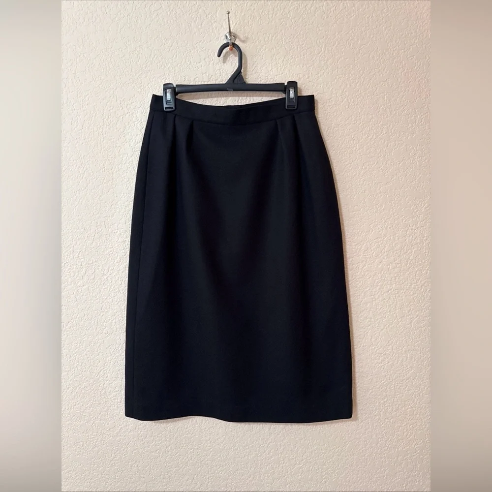 Wool Pencil‎ Skirt Women’s Sz 13-14 Black Hemdall Preppy Career Business Corp